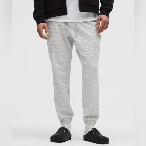 Lululemon Textured Double-Knit Cotton Jogger Heathered Melody Light Grey XL - Picture 2 of 7